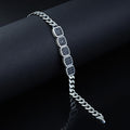 925 Sterling Silver Black Onyx Cuban Chain Bracelet Men Vintage Zircon Link