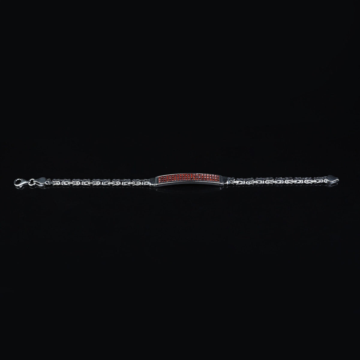 Men's 925 Sterling Silver Garnet Bracelet Byzantine King Chain Ruby Stone Bracelet