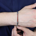 Men's 925 Sterling Silver Garnet Bracelet Byzantine King Chain Ruby Stone Bracelet