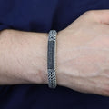 925 Silver Onyx Stone Foxtail 10mm Solid Silver Chain Bracelet