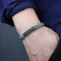 925 Silver Onyx Stone Foxtail 10mm Solid Silver Chain Bracelet