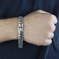 925 Sterling Silver 10MM Skull Ruby Eyes Skull Head Curb Chain
