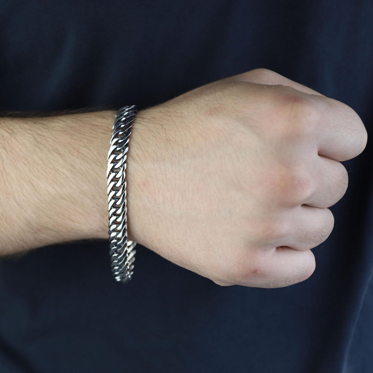 925 Silver 10MM Cuban Curb Chain Bracelet  Elegant Men Chain Bracelet