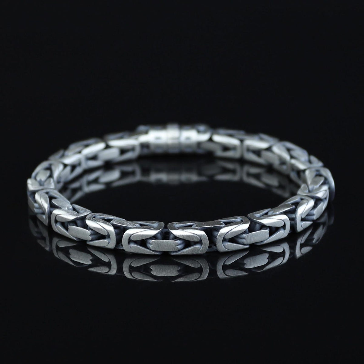 925 Silver Men Byzantine King Chain Round Box Lock Bali 7MM Byzantine Chain Bracelet