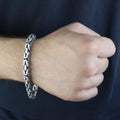 925 Silver Men Byzantine King Chain Round Box Lock Bali 7MM Byzantine Chain Bracelet