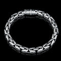 925 Silver Men Byzantine King Chain Round Box Lock Bali 7MM Byzantine Chain Bracelet