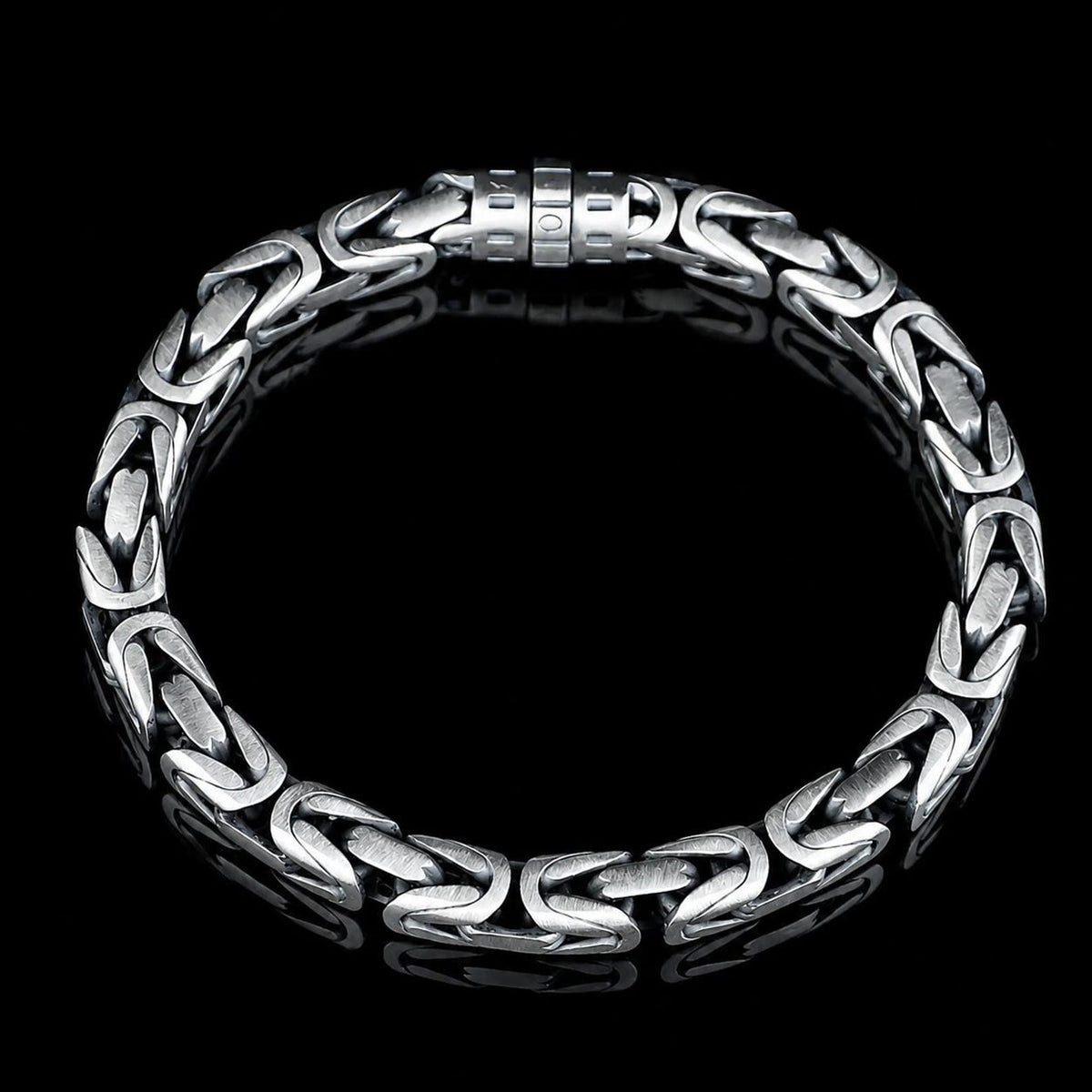 925 Silver Men Byzantine King Chain Round Box Lock Bali 7MM Byzantine Chain Bracelet
