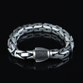 Men Silver Onyx Byzantine Chain Heavy 9MM King Chain Bracelet