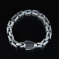 Men Silver Onyx Byzantine Chain Heavy 9MM King Chain Bracelet
