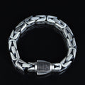 Men Silver Onyx Byzantine Chain Heavy 9MM King Chain Bracelet