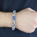 925 Silver 10mm Rope Chain Sapphire Stone Box Rope Chain Bracelet