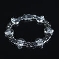 925 Solid Silver Skull Chain Gothic Biker Skull Head Link Bracelet