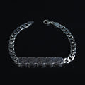 925 Sterling Silver Cuban Chain Bracelet Men Handmade Engraved Curb Link Gift