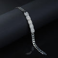 925 Sterling Silver Cuban Chain Bracelet Men Handmade Engraved Curb Link Gift