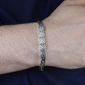 925 Sterling Silver Cuban Chain Bracelet Men Handmade Engraved Curb Link Gift