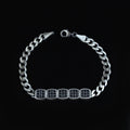 925 Sterling Silver Black Onyx Cuban Chain Bracelet Men Vintage Zircon Link