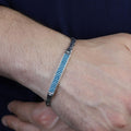 Men's 925 Sterling Silver Byzantine Bracelet Turquoise Gemstone Bali Chain
