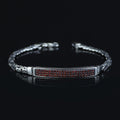 Men's 925 Sterling Silver Garnet Bracelet Byzantine King Chain Ruby Stone Bracelet