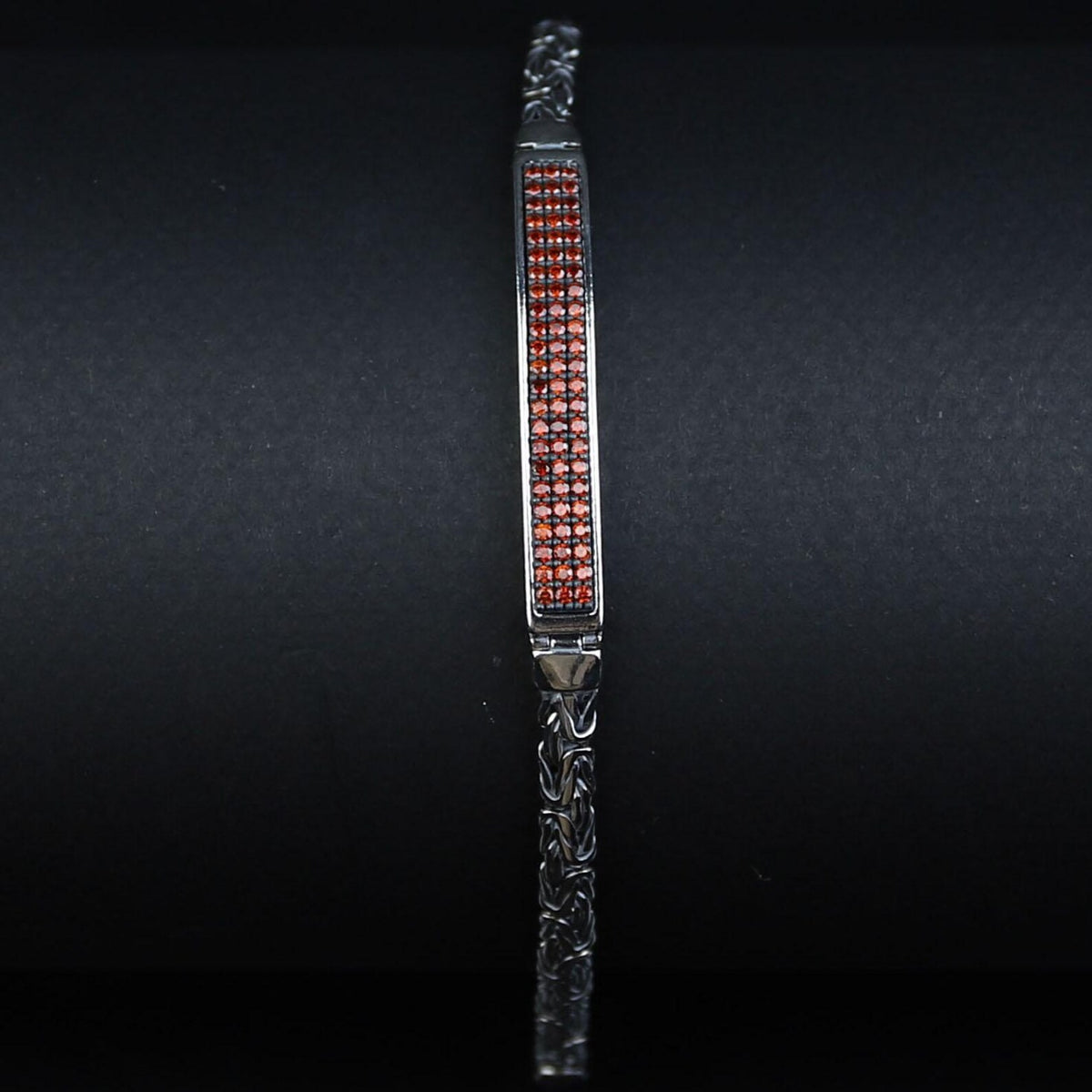 Men's 925 Sterling Silver Garnet Bracelet Byzantine King Chain Ruby Stone Bracelet