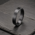 Silver 6mm Black Tungsten Band Ring, Silver Black Rhodium Classic Band Ring