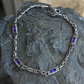 925 Silver Amethyst Stone King Chain Baguette Gemstone Bali Chain Bracelet