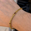 925 Silver Gold Plated Byzantine Ruby Sapphire Bali Chain Link Bracelet