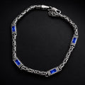 925 Silver Byzantine Sapphire Sapphire Bali Chain Link Bracelet