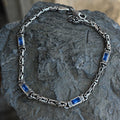 925 Silver Byzantine Sapphire Sapphire Bali Chain Link Bracelet