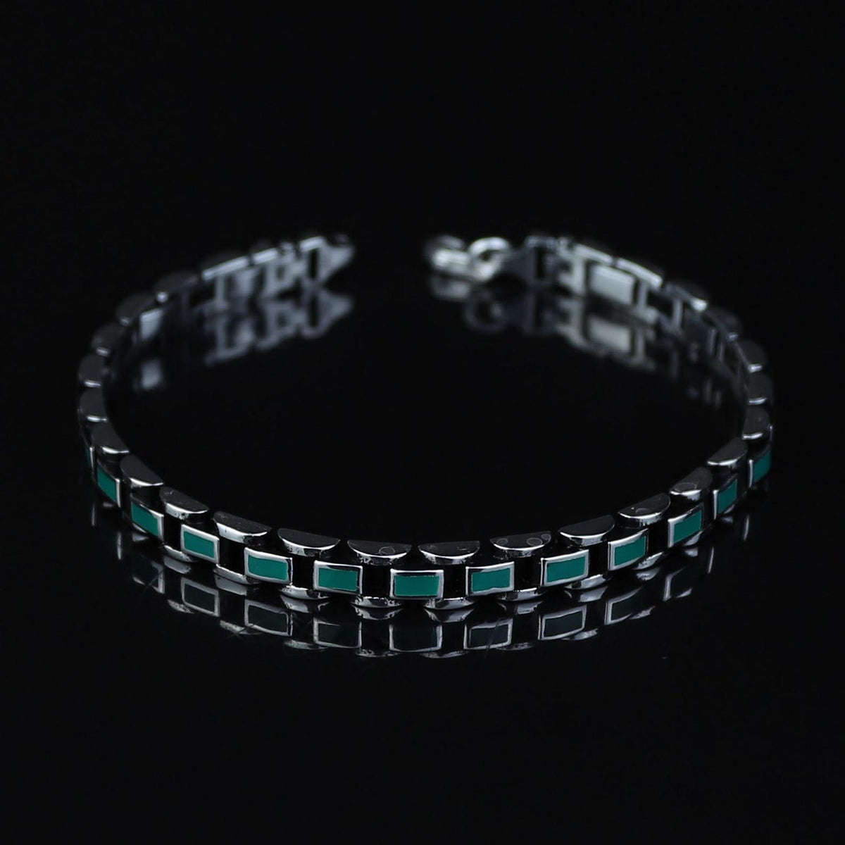 925 Silver Emerald Stone Chain Emerald Inlay Bracelet