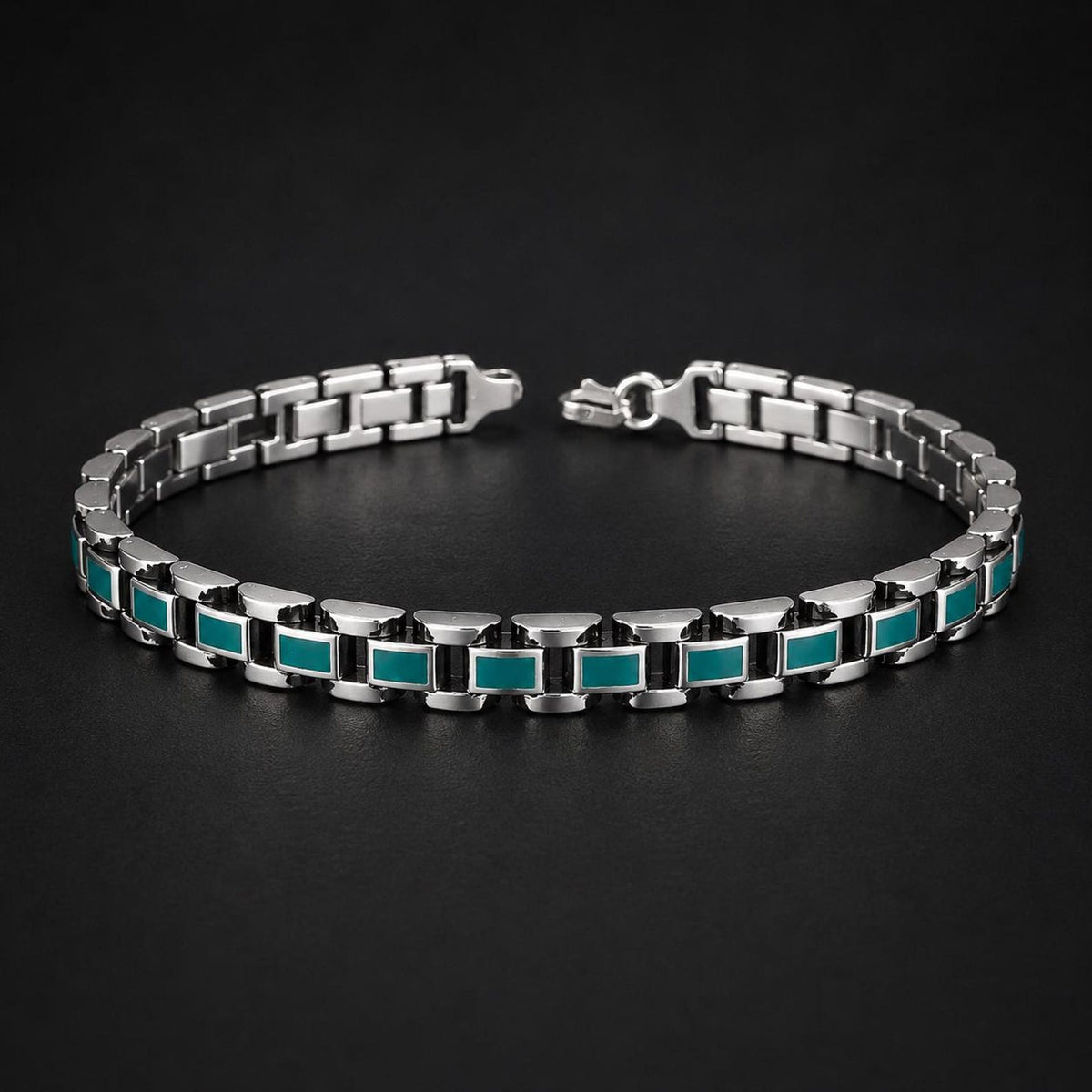 925 Silver Emerald Stone Chain Emerald Inlay Bracelet