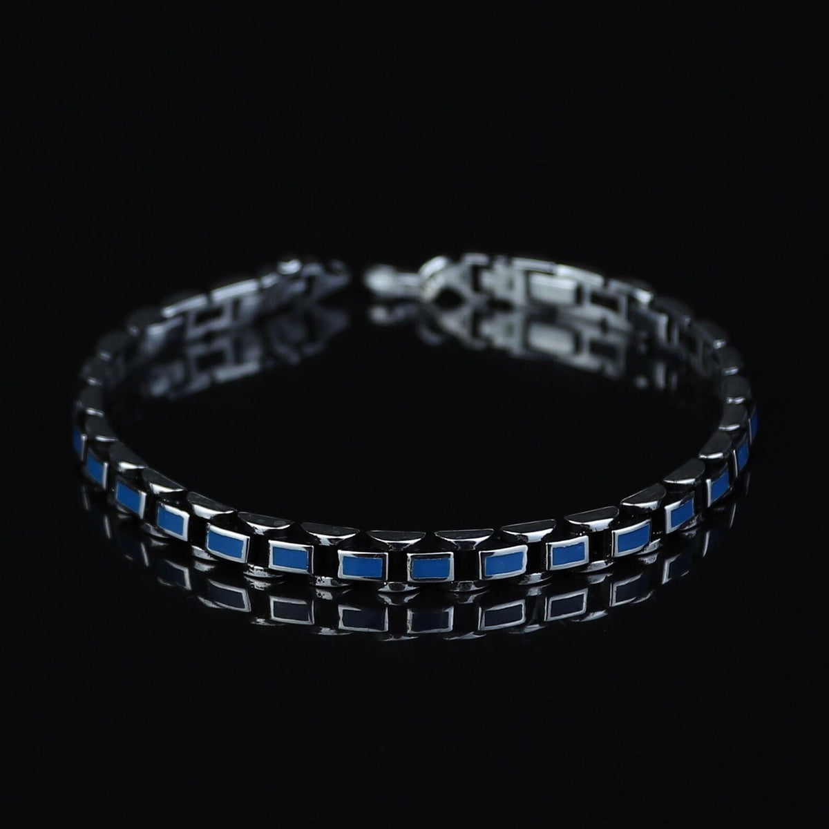 Turquoise Inlay Bracelet Men Oxidized Turquoise Turquoise Link Chain