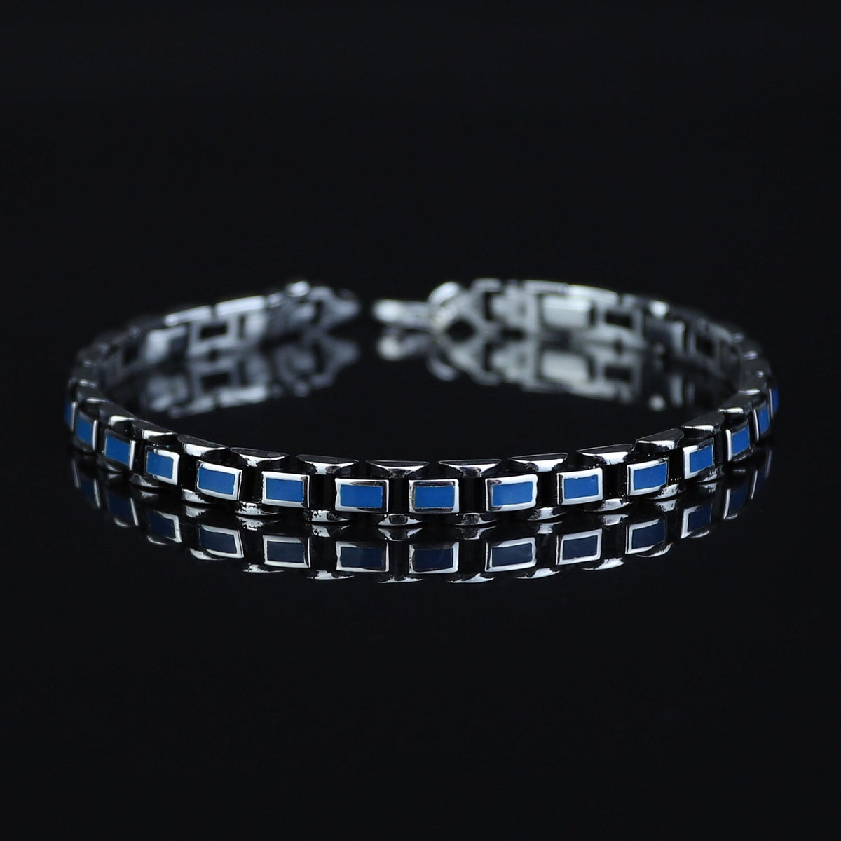 Turquoise Inlay Bracelet Men Oxidized Turquoise Turquoise Link Chain