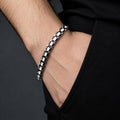 Silver Handmade Chain Pearl Mother Of Pearl Stone Link Bracelet