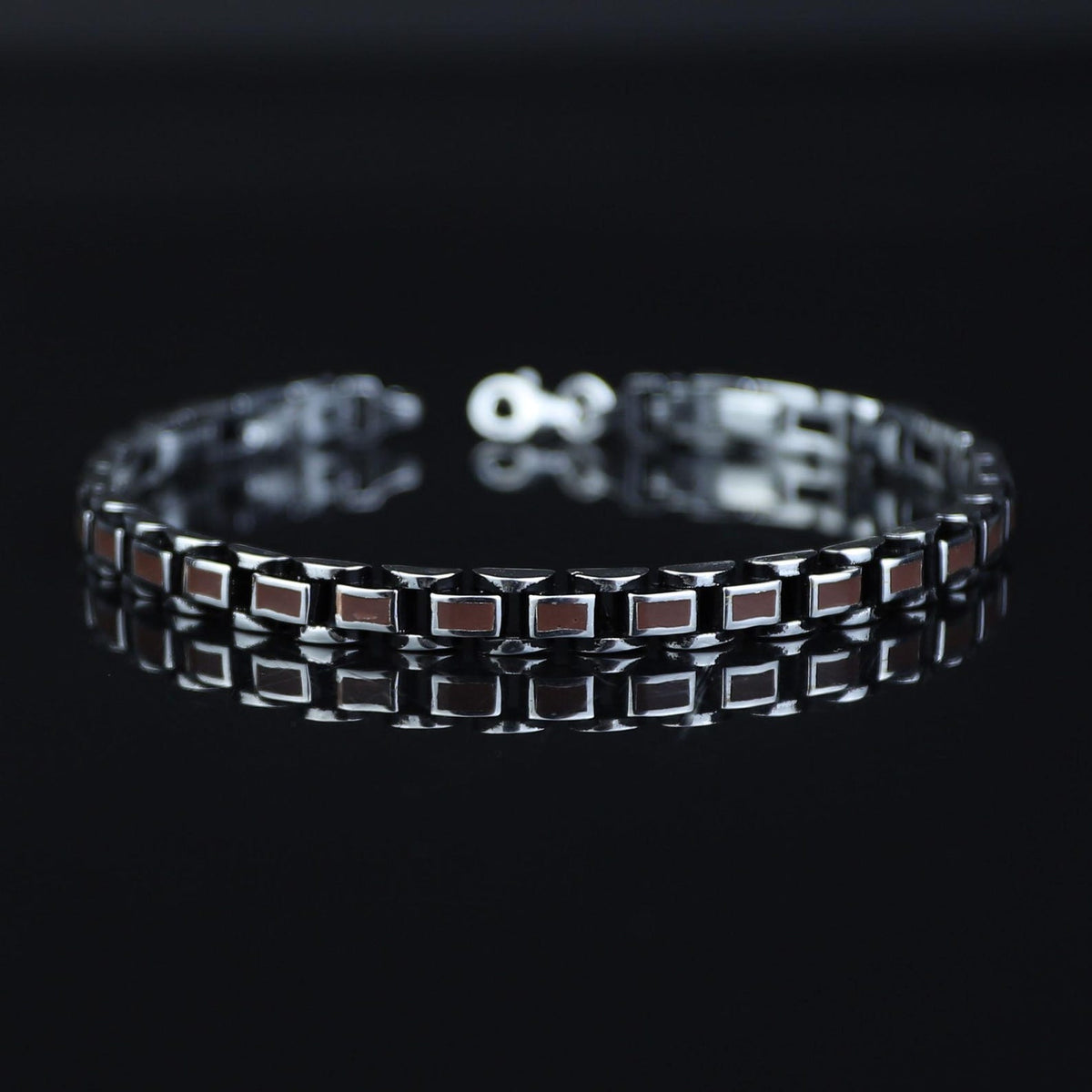 925 Silver Ruby Stone Elegant Chain Bracelet Men 5MM Curb Chain Bracelet