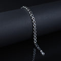 Men Silver Black Onyx Chain Bracelet Oxidized Men's Bracelet
