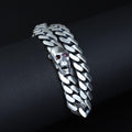 925 Sterling Silver 10MM Skull Ruby Eyes Skull Head Curb Chain