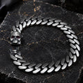 925 Sterling Silver 10MM Skull Ruby Eyes Skull Head Curb Chain