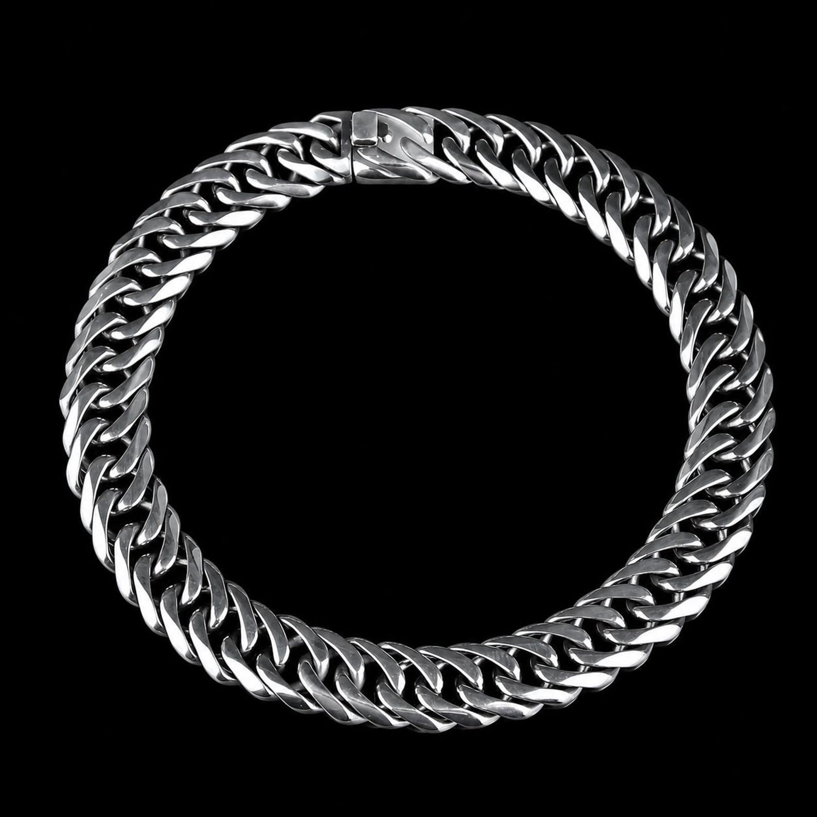 925 Silver 10MM Cuban Curb Chain Bracelet  Elegant Men Chain Bracelet