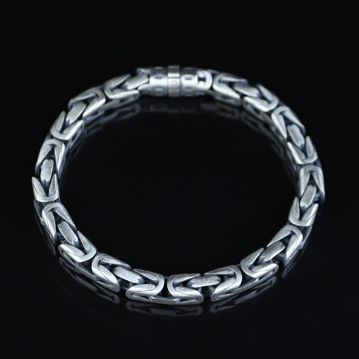 925 Silver Men Byzantine King Chain Round Box Lock Bali 7MM Byzantine Chain Bracelet
