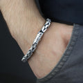 925 Silver Men Byzantine King Chain Round Box Lock Bali 7MM Byzantine Chain Bracelet