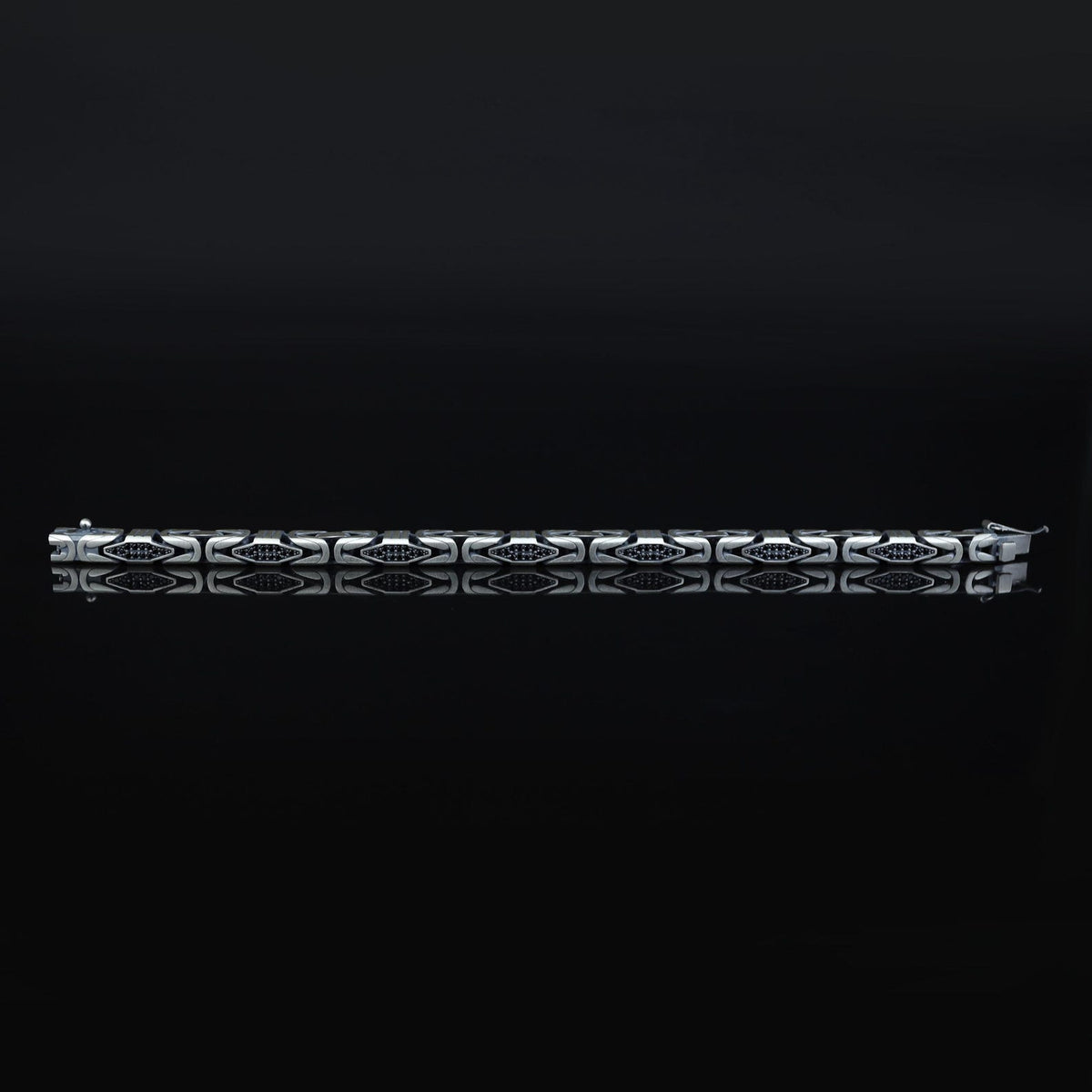 925 Silver Onyx Gemstone King Chain 7MM Byzantine Link Chain Bracelet