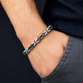925 Silver Onyx Gemstone King Chain 7MM Byzantine Link Chain Bracelet