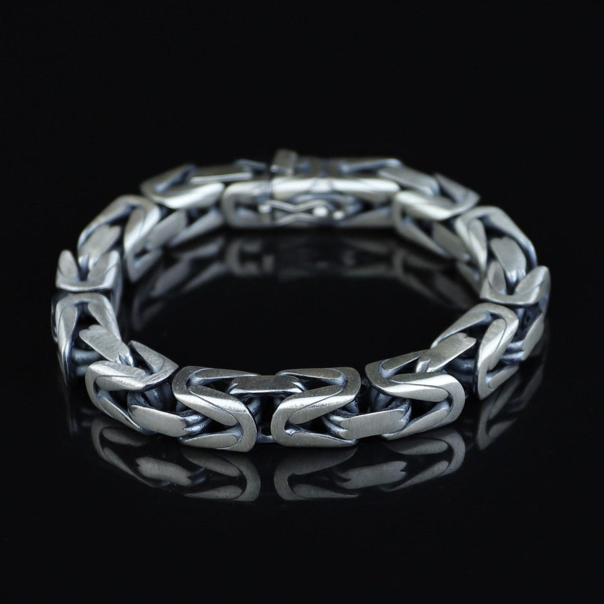 Men Silver 10MM Byzantine Chain Heavy Thick King Chain Bracelet