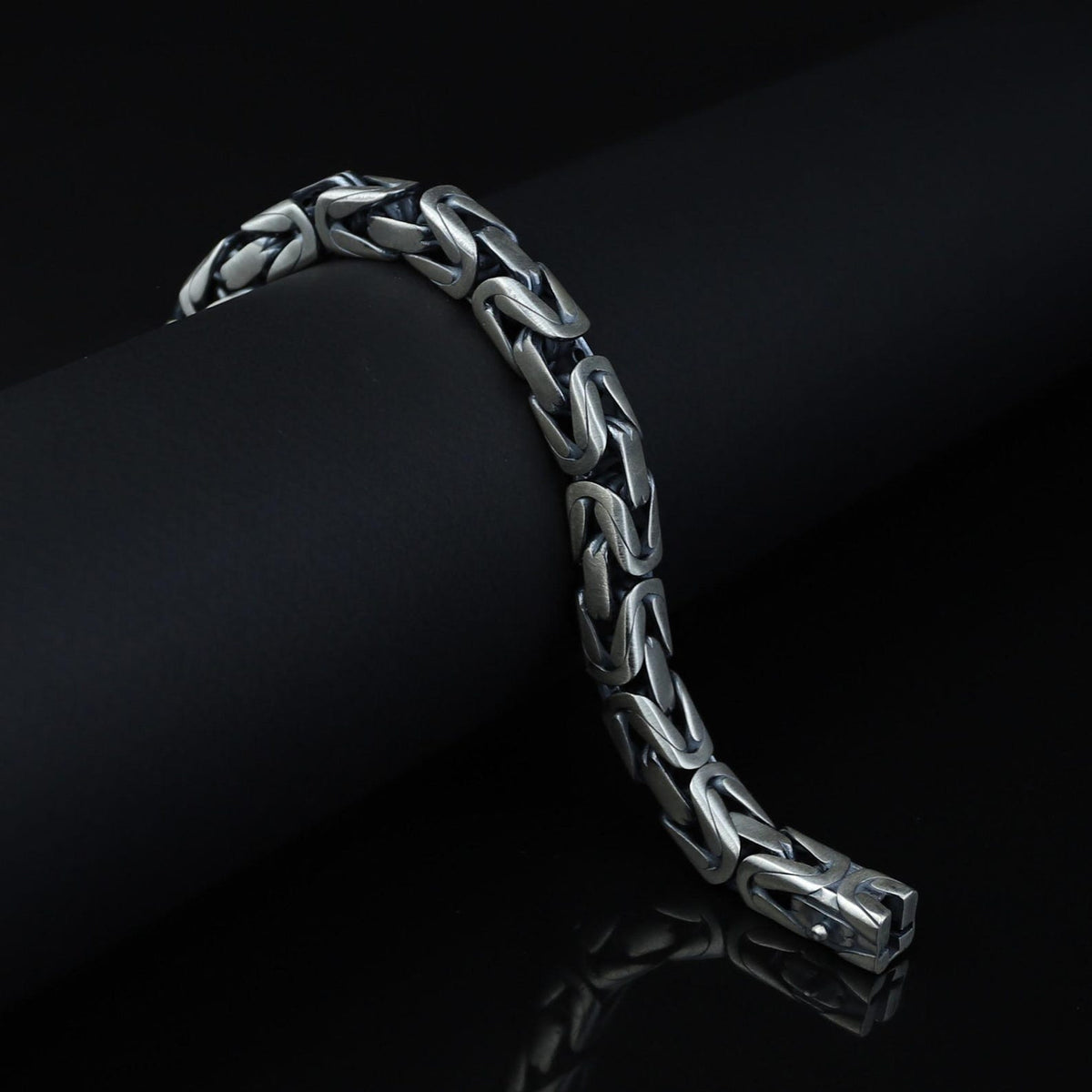 Men Silver 10MM Byzantine Chain Heavy Thick King Chain Bracelet