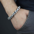 Men Silver 10MM Byzantine Chain Heavy Thick King Chain Bracelet