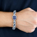 925 Silver 10mm Rope Chain Sapphire Stone Box Rope Chain Bracelet