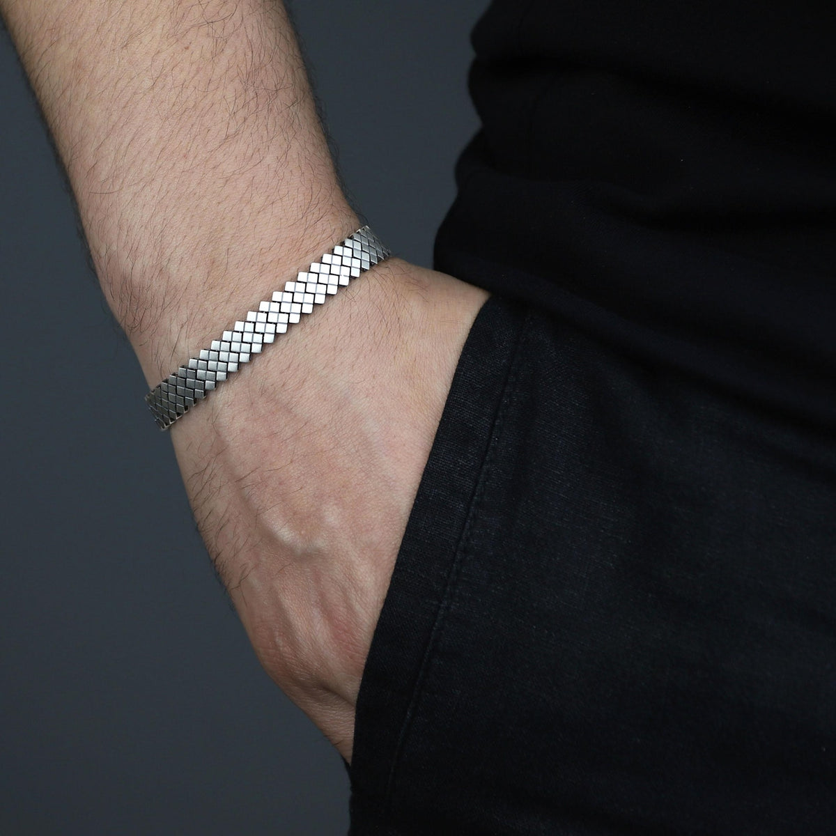 Solid 925 Sterling Silver 10MM Square Link Chain Bracelet Men's Jewelry