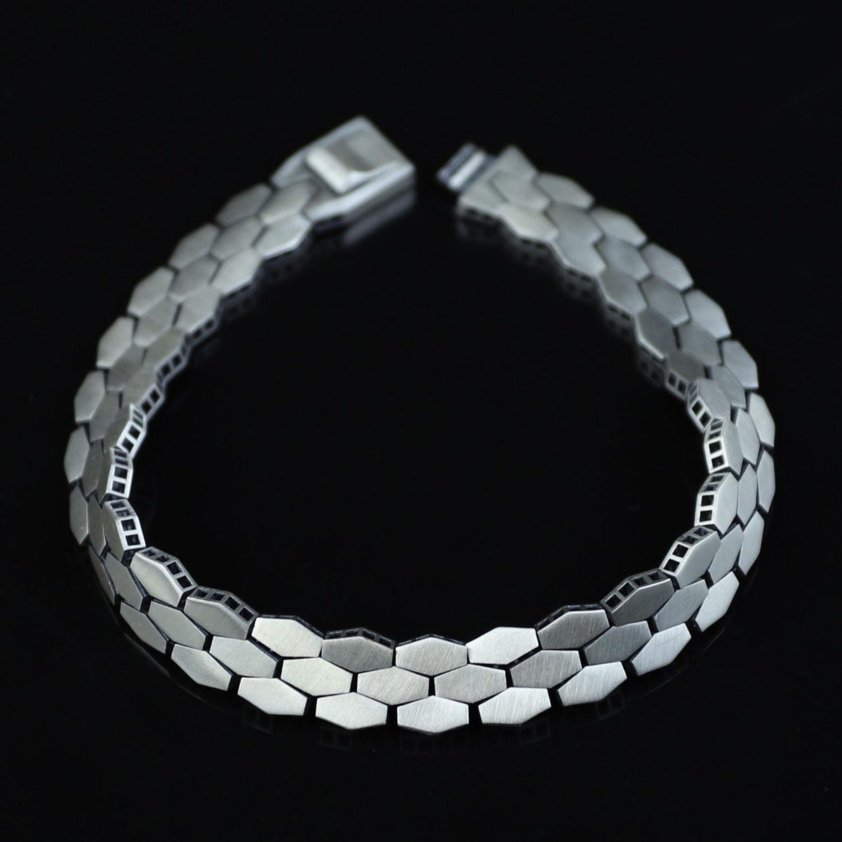 925 Sterling Silver Honeycomb Chain Bracelet for Men Handmade Luxury Jewelry