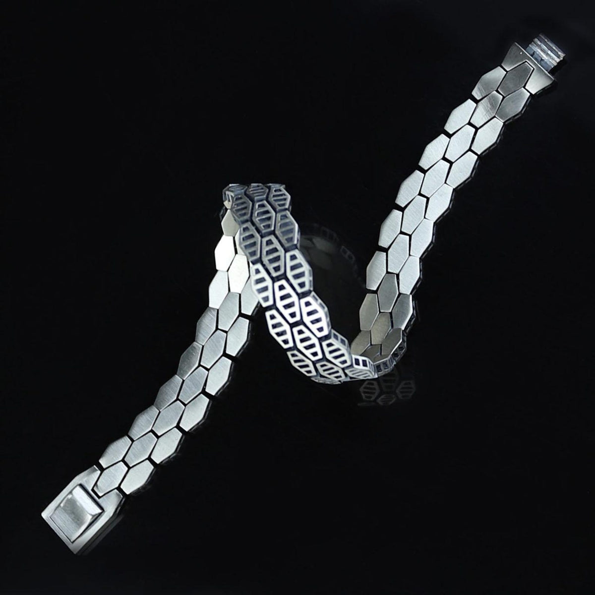 925 Sterling Silver Honeycomb Chain Bracelet for Men Handmade Luxury Jewelry