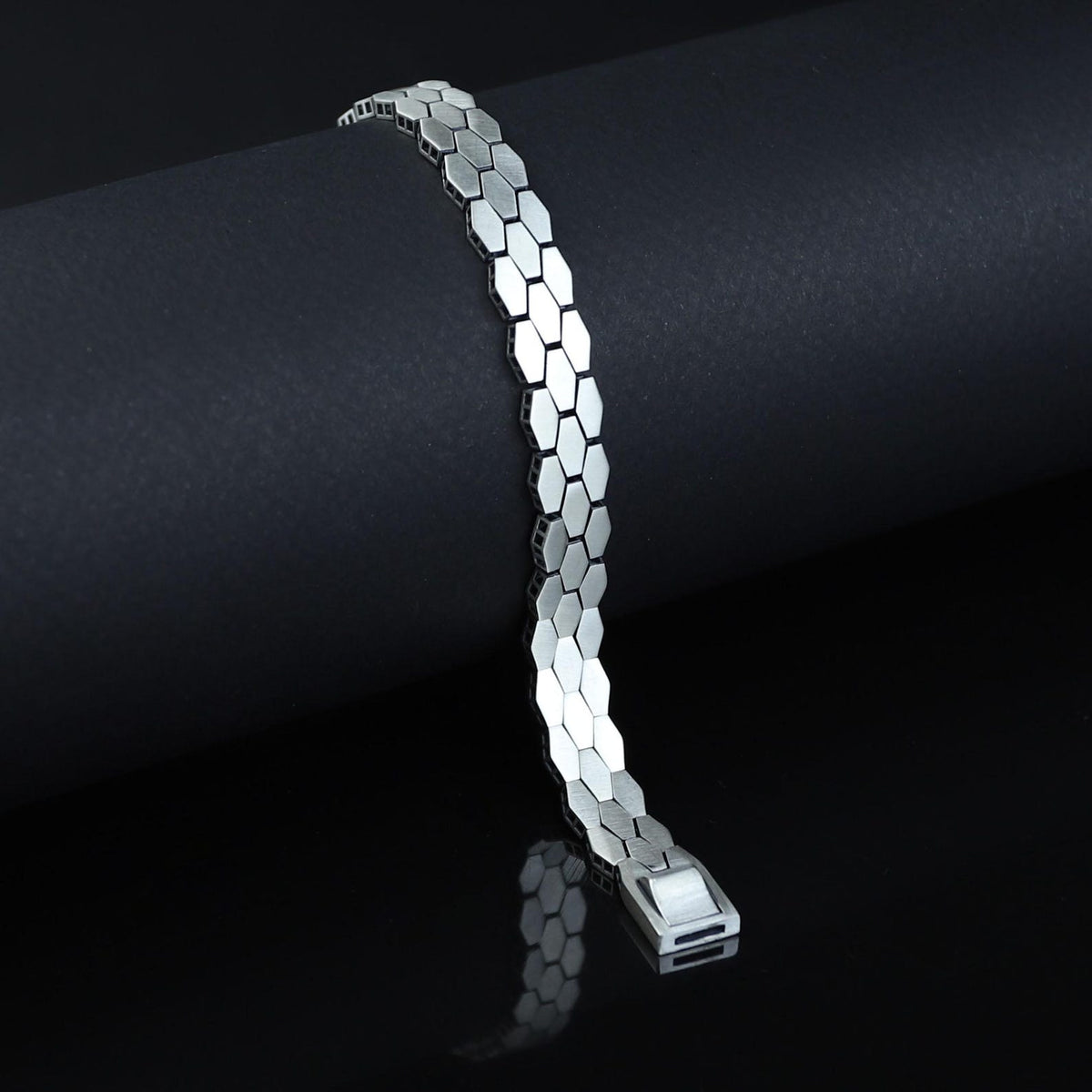 925 Sterling Silver Honeycomb Chain Bracelet for Men Handmade Luxury Jewelry